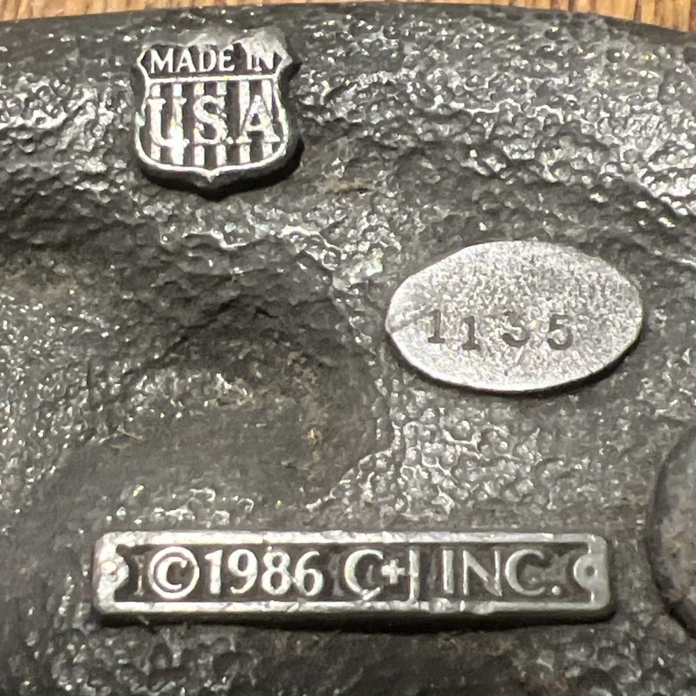 Vintage C & J Eagle Belt Buckle 1986 Made in USA Numbered 1135 Metal Animal